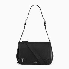 Le Tanneur Simone Shoulder Bag Medium Grained Leather Black