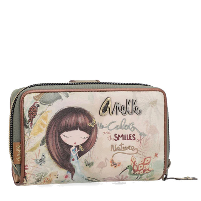 Anekke Portefeuille Femme Japon - Multifonction RFID, Design Unique Et Poignée