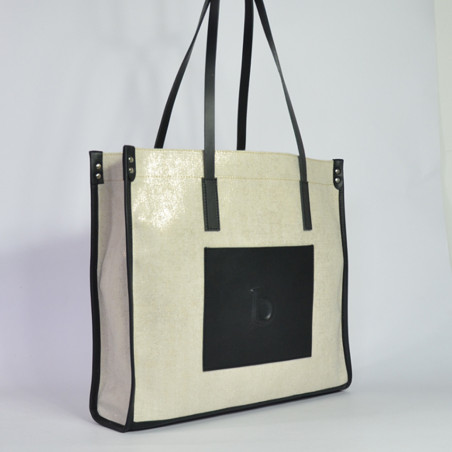 Berthille Shopping Bag Canvas Beige / Black