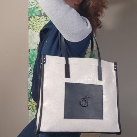 Berthille Shopping Bag Canvas Beige / Black