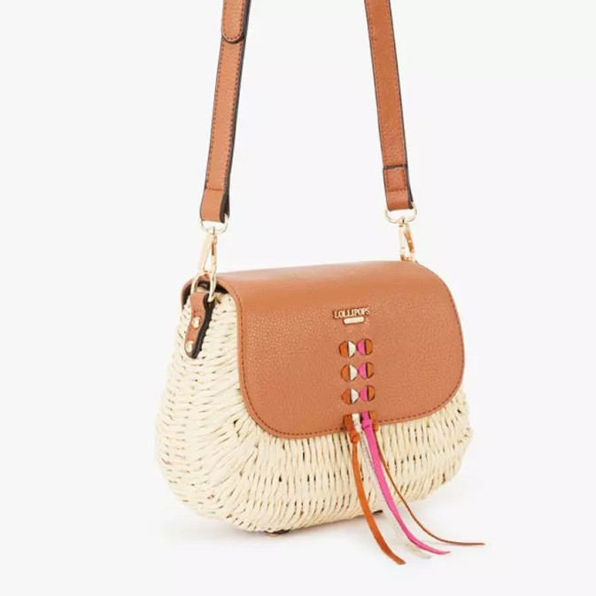 Petit Sac Pochette Lolipops En Simili Cuir - Couleur Marron, Style Bandoulière, Occasion Très Bon état