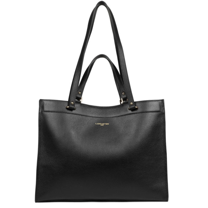 Lancaster Foulonne Double Tote Shoulder Bag 470-59 Black In Nude