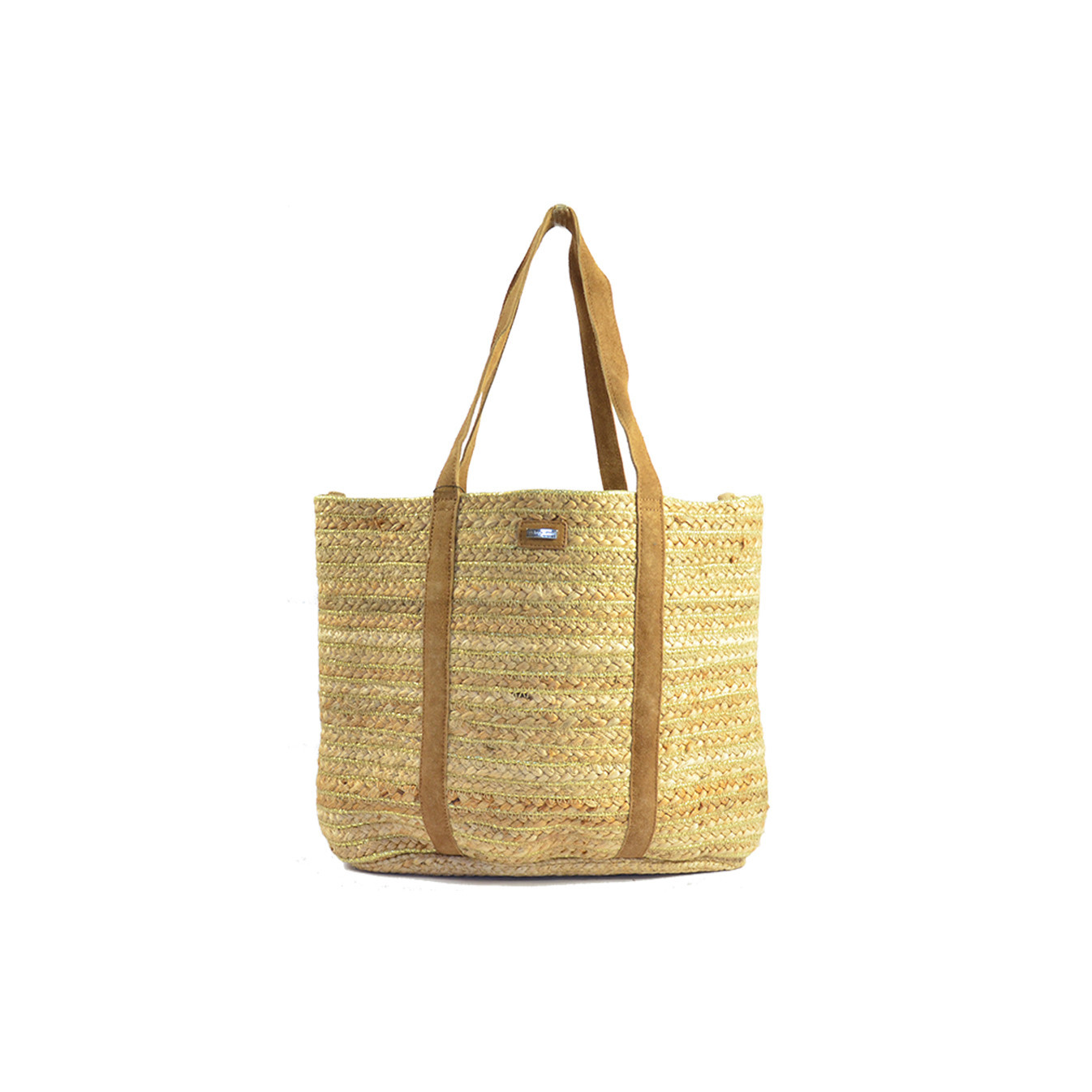 The Tropéziennes Gobi Jute and Tan Leather Tote