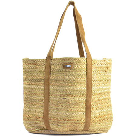 The Tropéziennes Gobi Jute and Tan Leather Tote