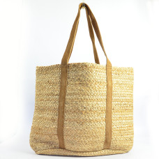 The Tropéziennes Gobi Jute and Tan Leather Tote