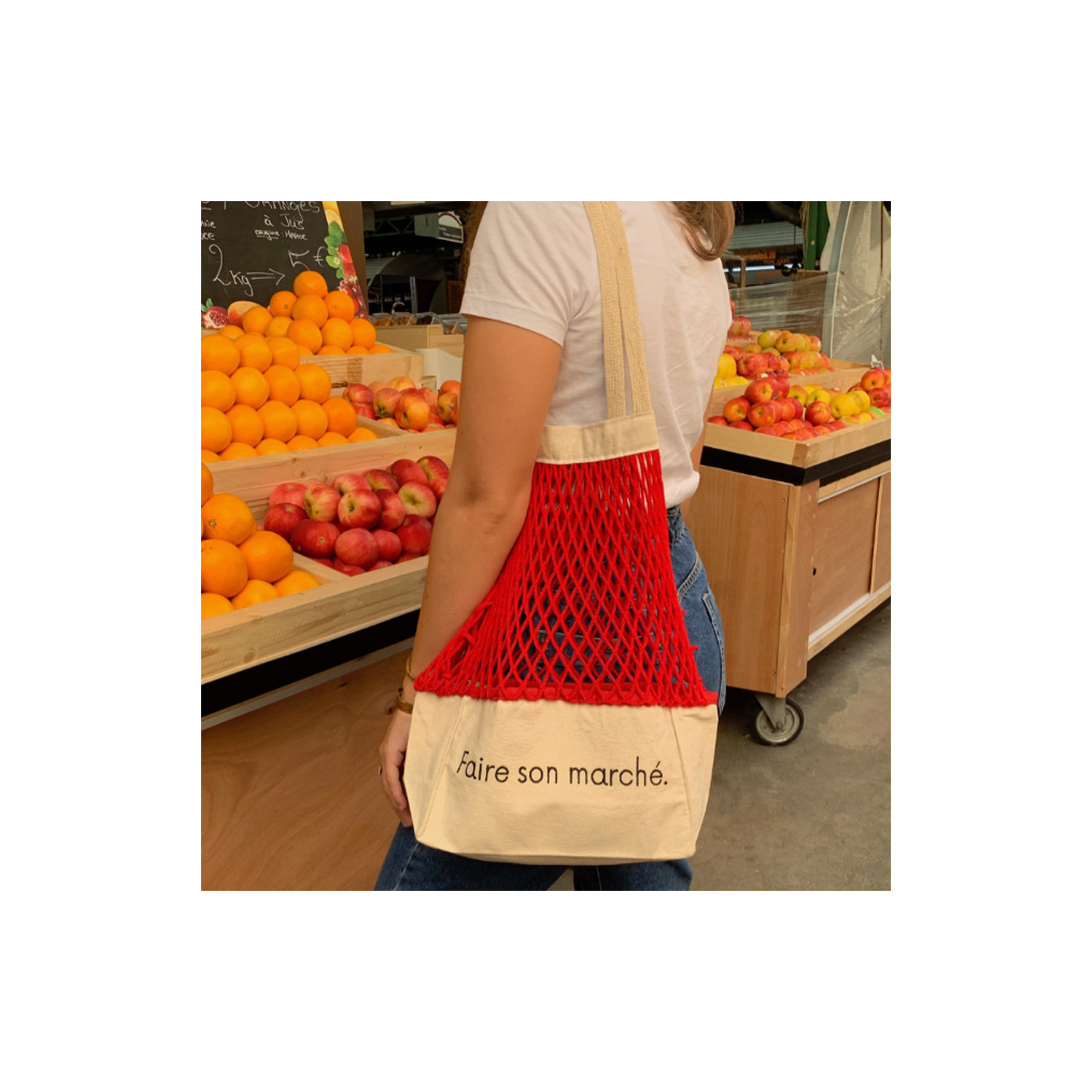 Shoppinette XL Provision Tote Bag Red Market