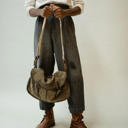 Navy Blue Musette Bag M Leather Suede Musk