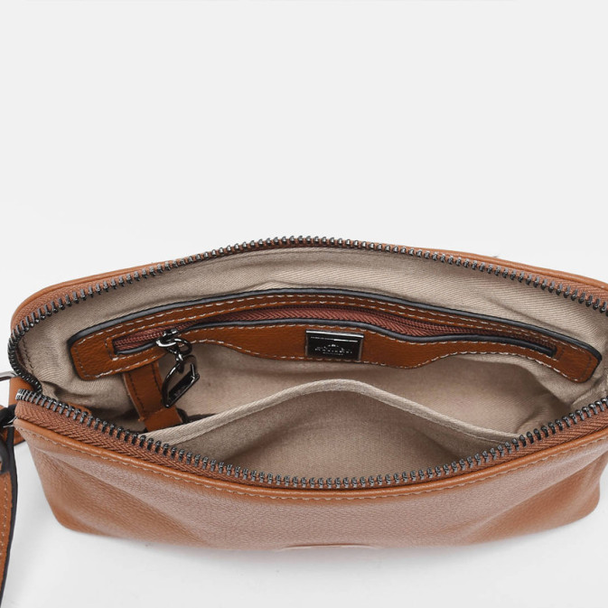 Sac Besace En Cuir Camel 100% Cuir - Fabrication Italienne - Marque EDELWEISS