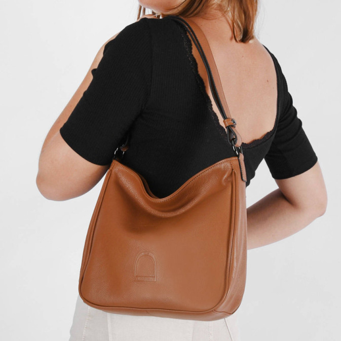 Sac Bandoulière ECCO Hobo - Taille Moyenne - Toile Marron - Bretelle 11.5 Pouces - Occasion