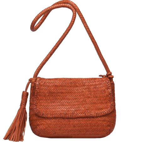 Biba Perkins Shoulder Bag in Woven Leather PER2L Calabaza