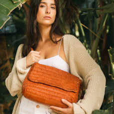 Biba Perkins Shoulder Bag in Woven Leather PER2L Calabaza