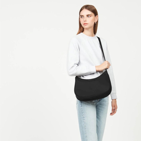 Lancaster Basic Verni Sac Porté Travers 510-40 Noir porté