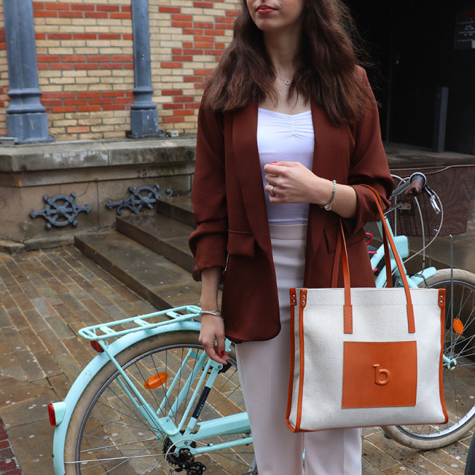 Berthille Shopping Bag Beige / Cognac