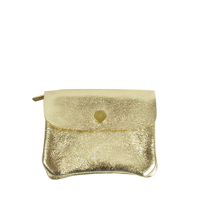 Farfouillette Compact Coin Purse Shiny Leather PM Gold
