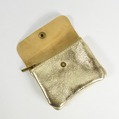 Farfouillette Porte-monnaie compact Cuir PM Doré intérieur