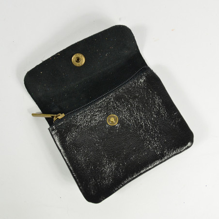 Farfouillette Compact Coin Purse Leather PM Black