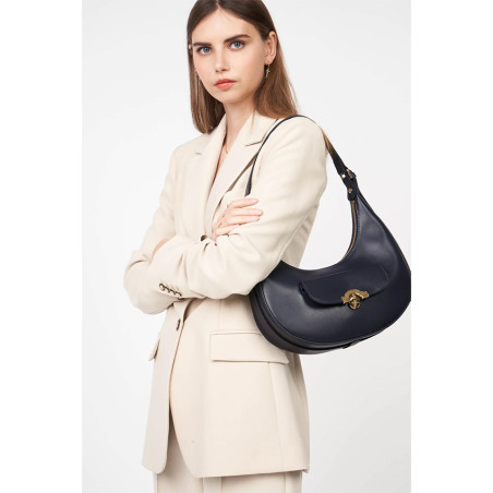 Lancaster Paris Medal Hobo Bag 531-005 Navy Blue