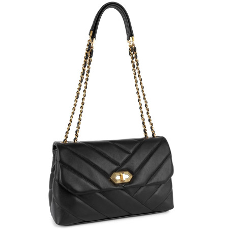 Lancaster Soft Quilted Shoulder Bag Trotteur 530-38 Black