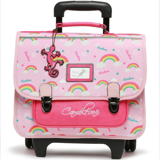 Caméléon Retro Wheeled Backpack 35cm Pink Rainbow