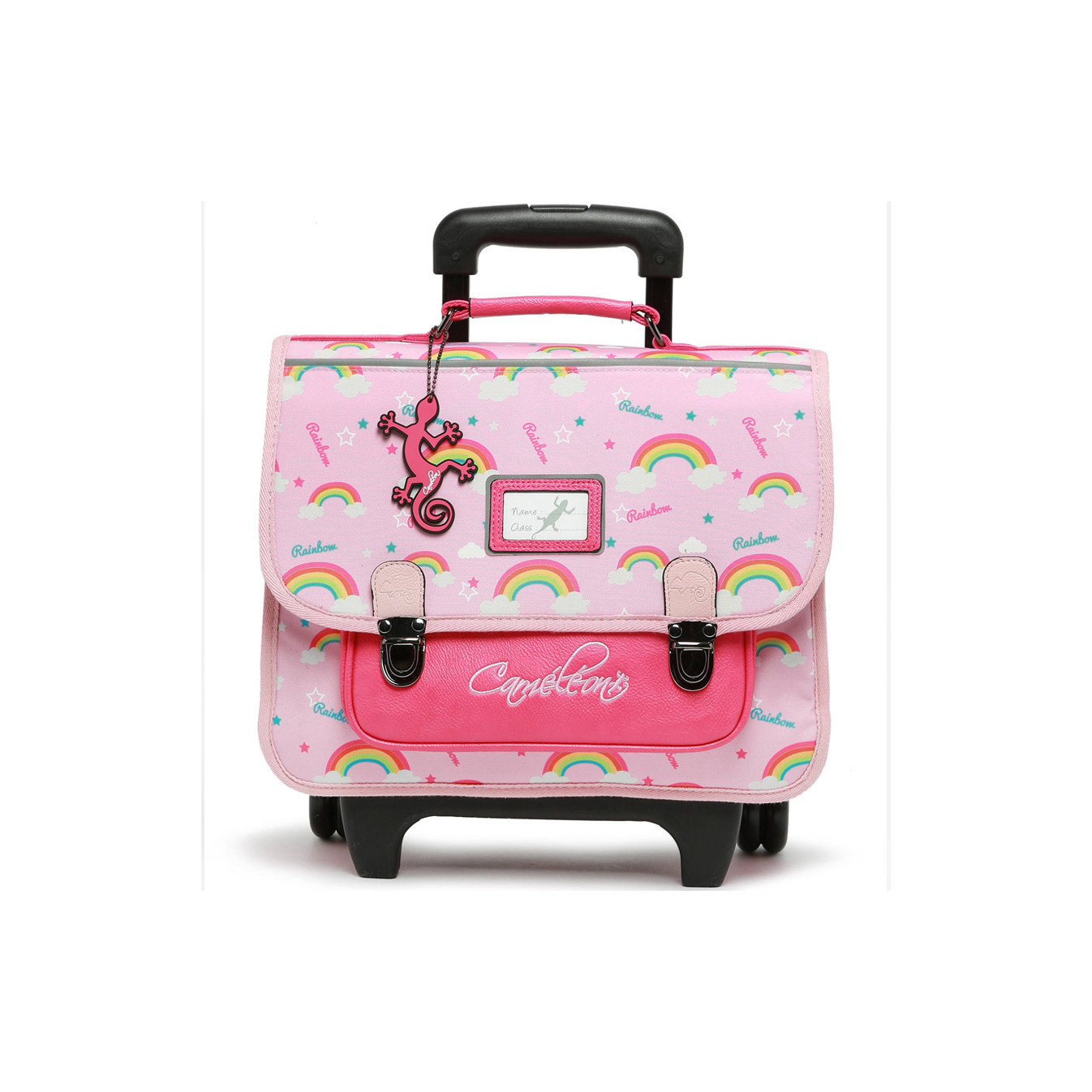 Caméléon Retro Wheeled Backpack 35cm Pink Rainbow