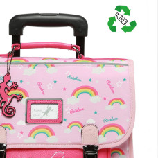 Caméléon Rétro Cartable A Roulettes 35cm Pink Rainbow face