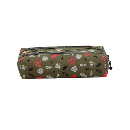 Pol Fox Double Compartment Pencil Case Dino Khaki