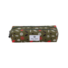 Pol Fox Double Compartment Pencil Case Dino Khaki