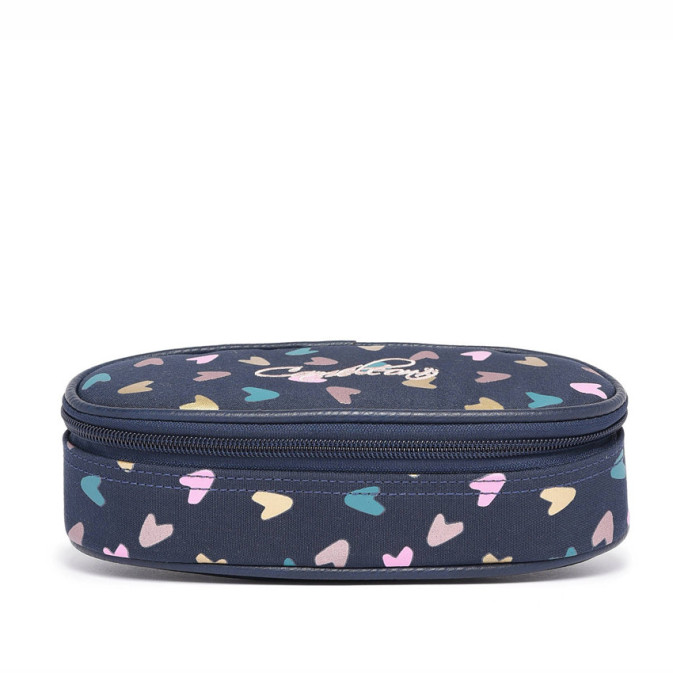 Chameleon Oval Pencil Case Vintage Fantasy Navy Heart