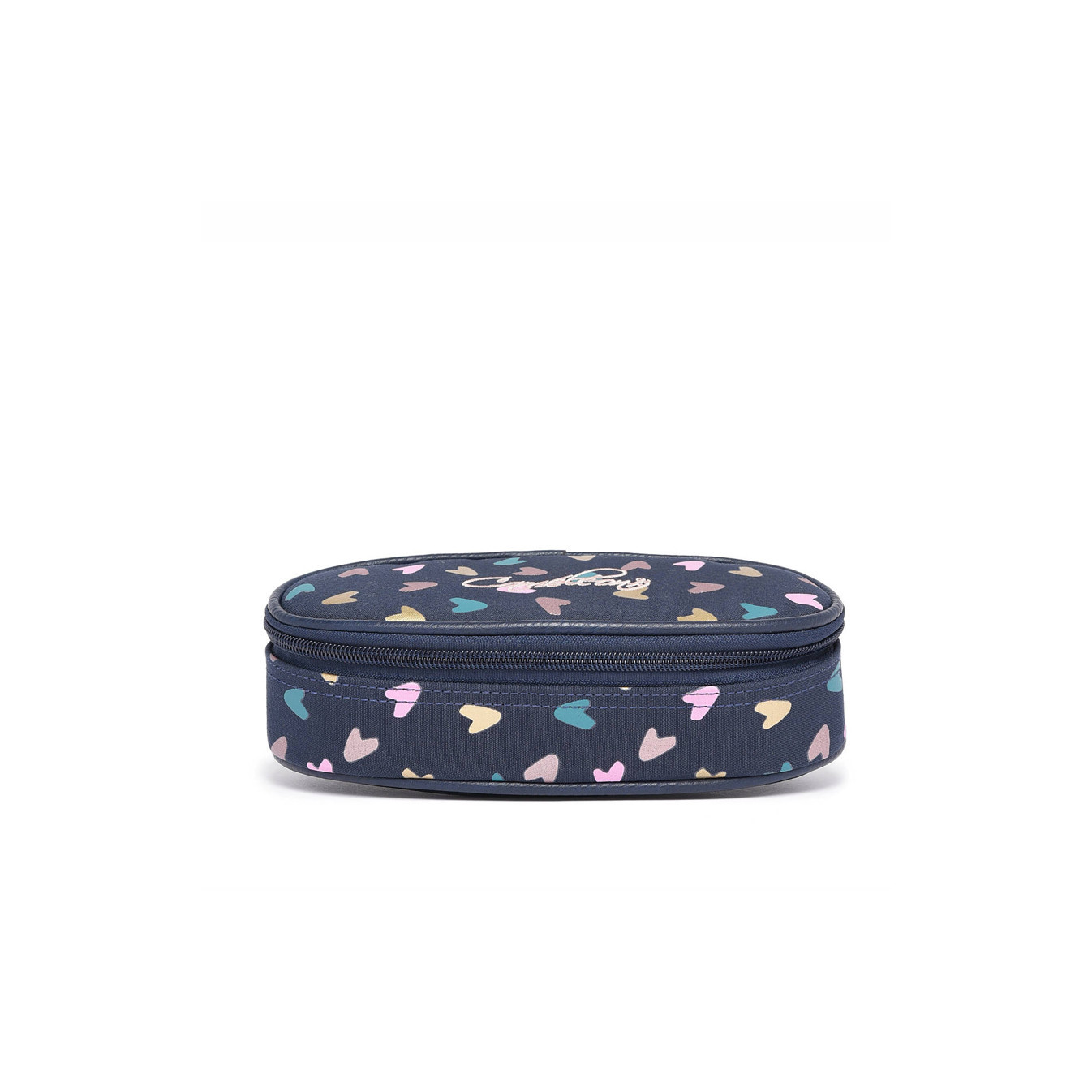Chameleon Oval Pencil Case Vintage Fantasy Navy Heart