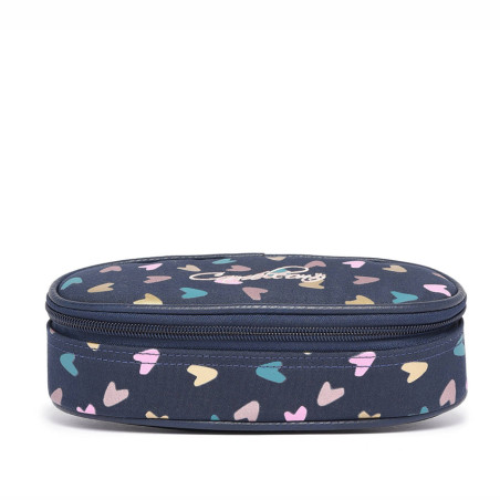 Chameleon Oval Pencil Case Vintage Fantasy Navy Heart