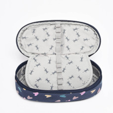 Chameleon Oval Pencil Case Vintage Fantasy Navy Heart