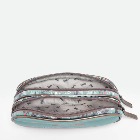 Chameleon Double Vintage Fantasy Green Flowers Pencil Case