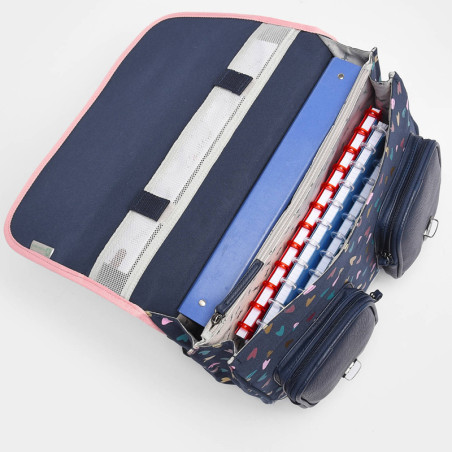 Caméléon Vintage Fantasy Girl Cartable 38cm Navy Heart ouvert