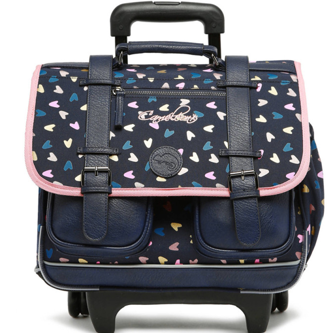 Caméléon Vintage Fantasy Girl Wheeled Backpack 38cm Navy Heart