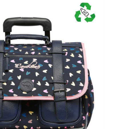 Caméléon Vintage Fantasy Girl Cartable A Roulettes 38cm Navy Heart face