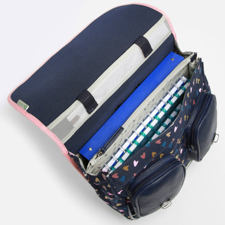 Caméléon Vintage Fantasy Girl Cartable A Roulettes 38cm Navy Heart ouvert