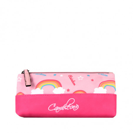 Chameleon Retro Pink Rainbow Pencil Case