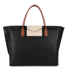 Lancaster Maya Large Sac Cabas 517-19 Noir Galet Rosé Cognac
