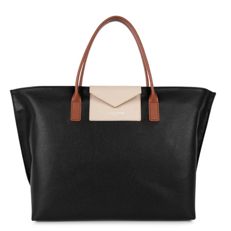 Lancaster Maya Large Sac Cabas 517-19 Noir Galet Rosé Cognac