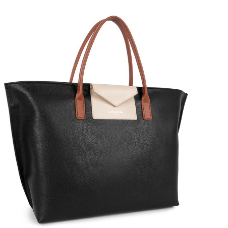 Lancaster Maya Large Sac Cabas 517-19 Noir Galet Rosé Cognac cote