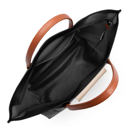 Lancaster Maya Large Tote Bag 517-19 Black Galet Rose Cognac