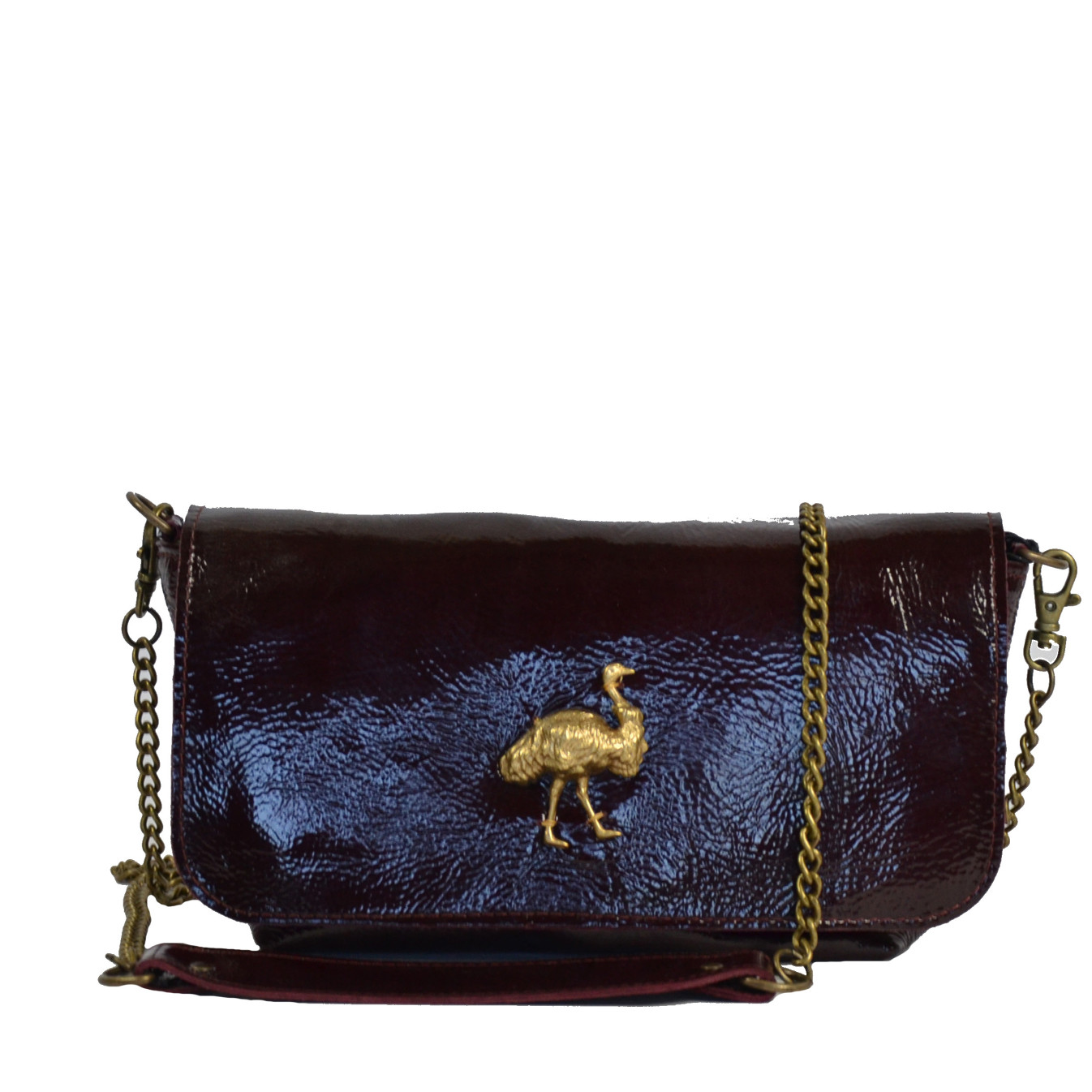 Sous Les Pavés Baguette Maï Taï bag in prune varnished leather