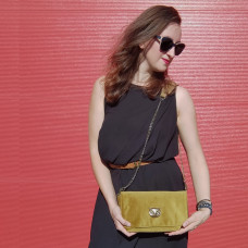 Sous Les Pavés Maï Taï Baguette Satchel in Mustard Velvet