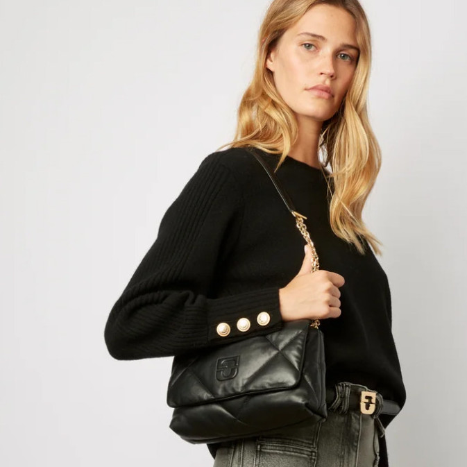 Gérard Darel Le Fanny Crossbody Premium Quilted Black Leather Bag
