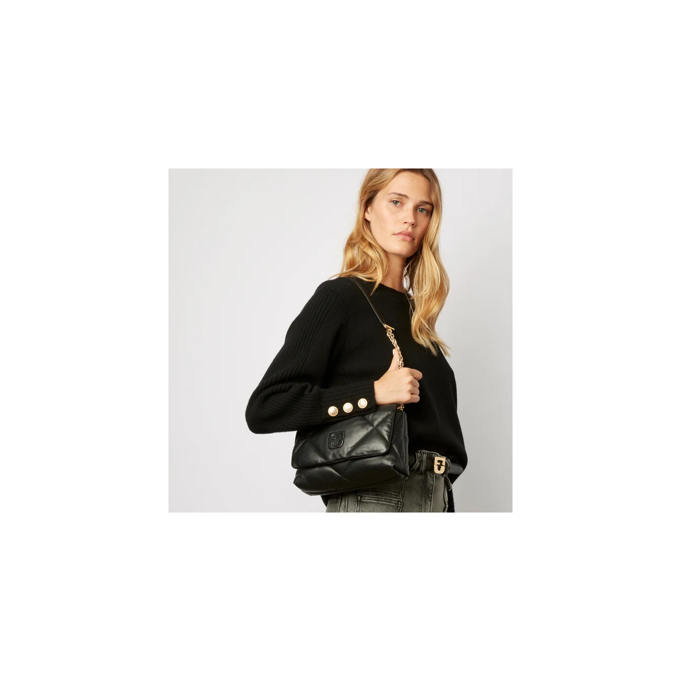 Gérard Darel Le Fanny Crossbody Premium Quilted Black Leather Bag