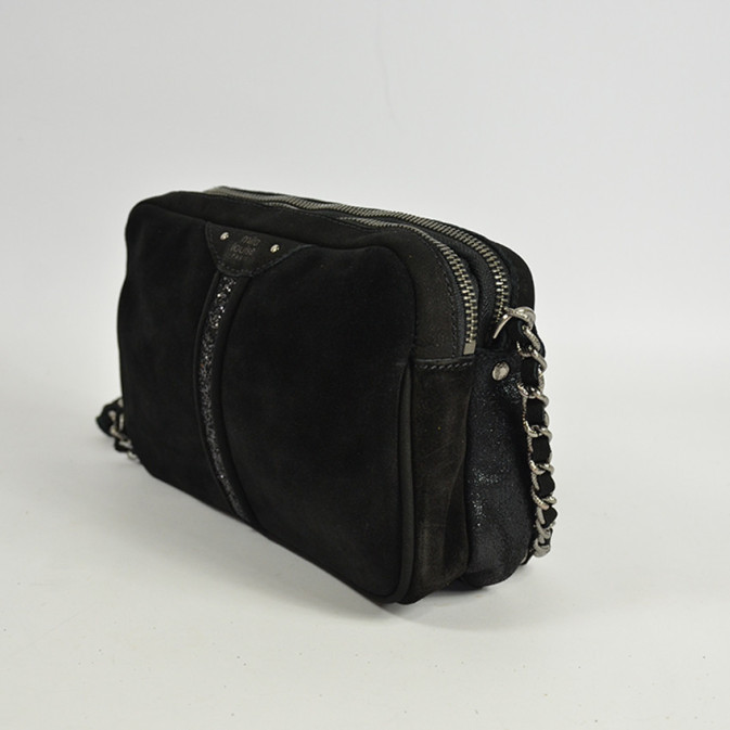 Sac Bandoulière En Cuir Noir Monet – Vintage, Occasion, Style Crossbody Avec Accents Dorés
