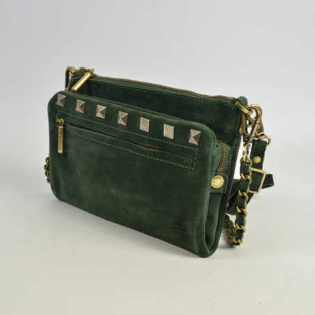 Mila Louise India V Small Trotter Bag and Organized Pouch Taiga Gre...