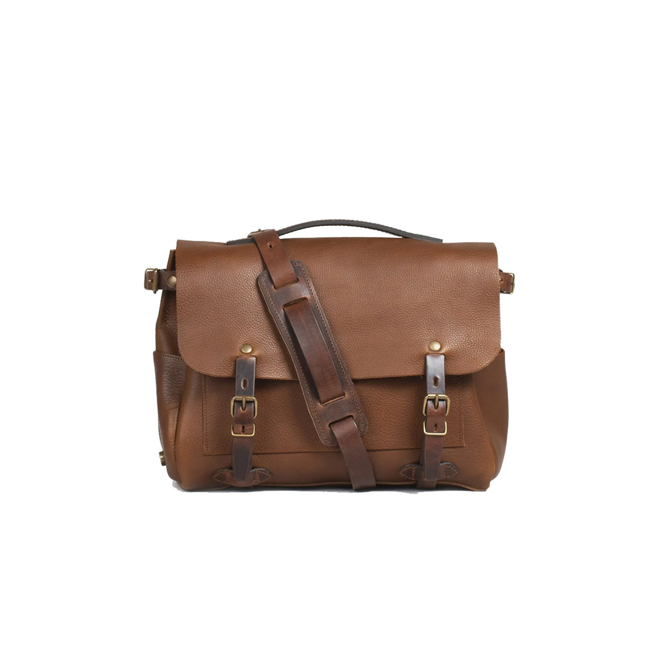 Bleu de Chauffe Postman Satchel Eclair M Amber Brown