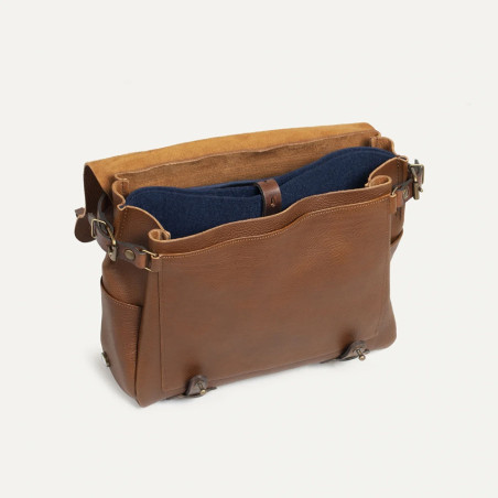 Bleu de Chauffe Postman Satchel Eclair M Amber Brown