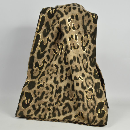 Foulard Farfouillette Kinshasa Léopard Marron face